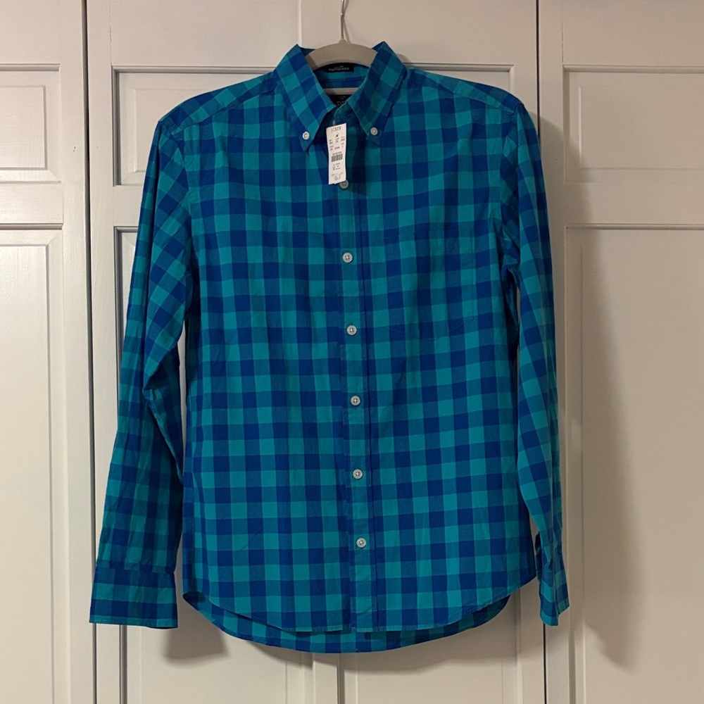 J. Crew Teal & Blue Check Button-Down Shirt